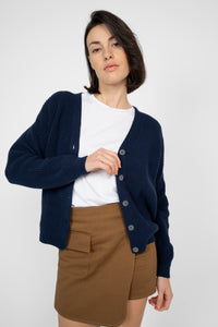 Kurze Strickjacke navy