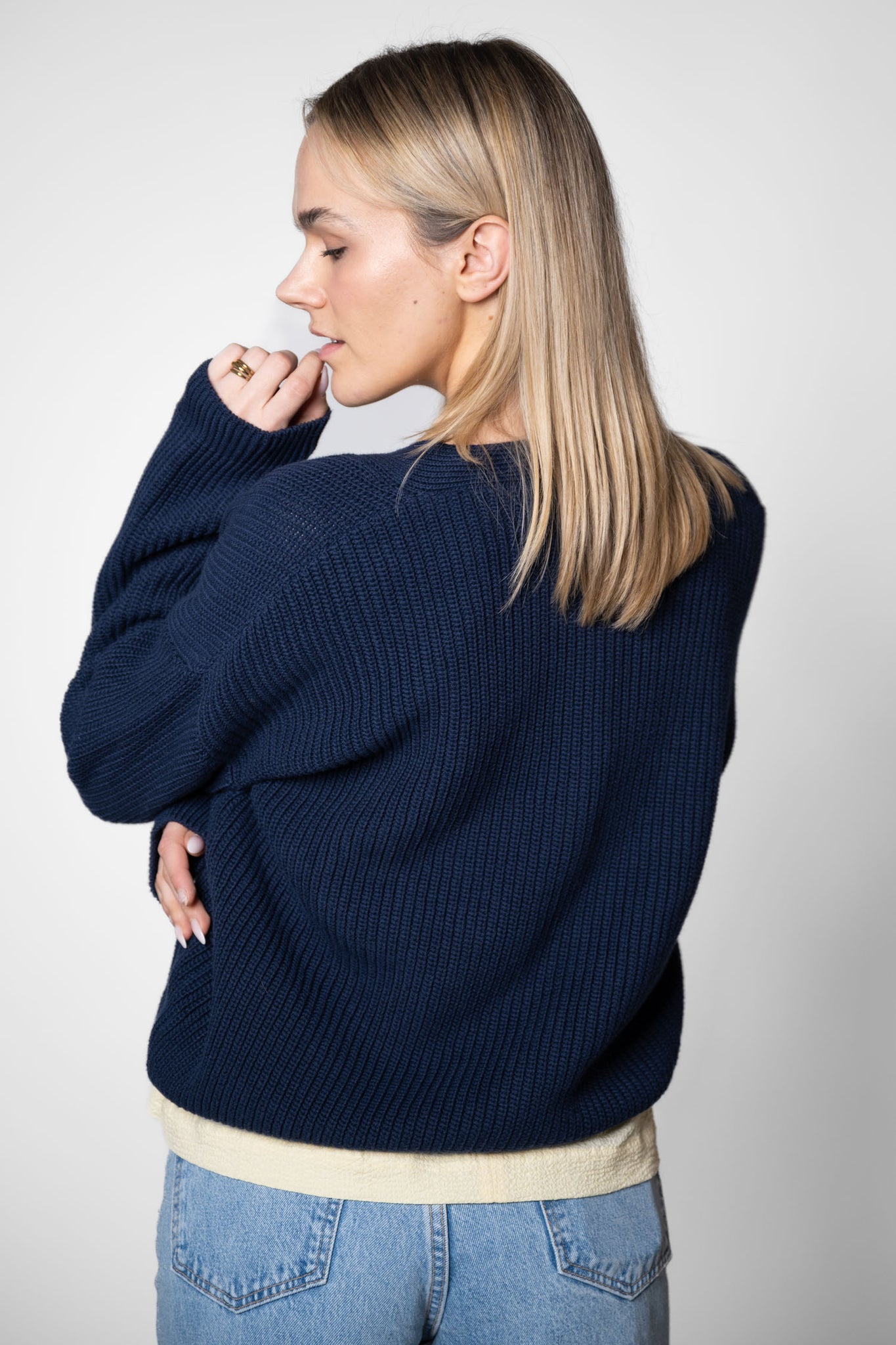 Kurze Strickjacke navy