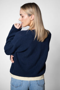 Kurze Strickjacke navy