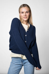 Kurze Strickjacke navy